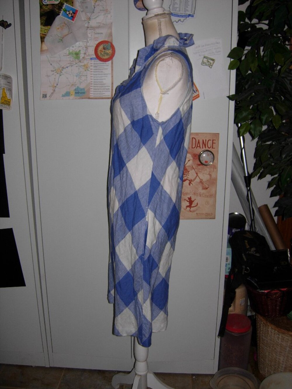 Crown & Ivy Sleeveless Gingham Linen Dress M - Picture 3 of 7